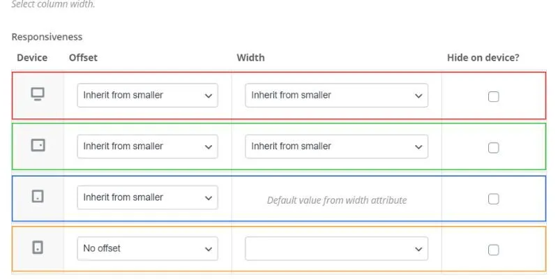 default width